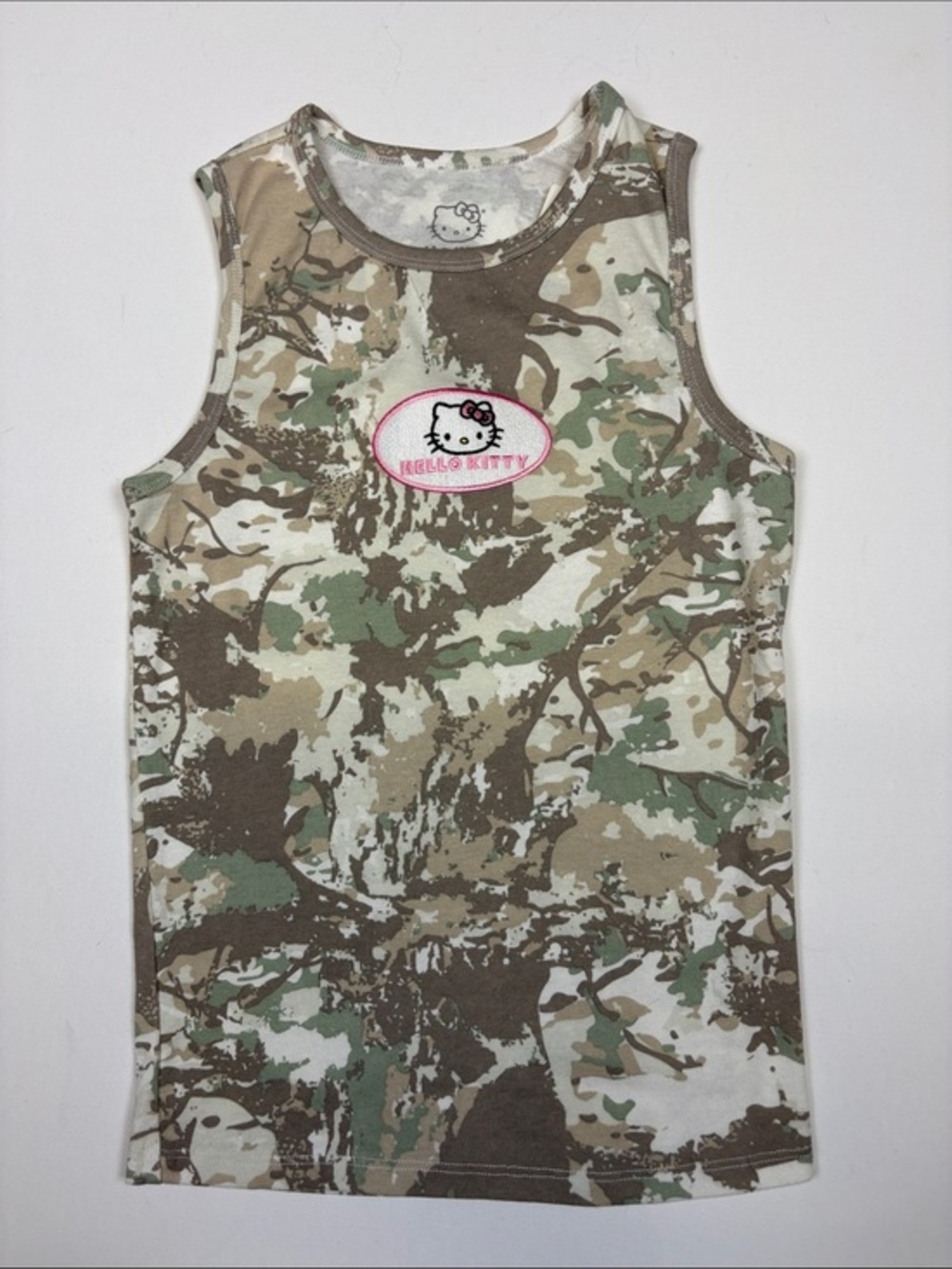 HELLO KITTY CAMOUFLAGE EMBROIDERED TANK TOP WOMENS XXS NWT